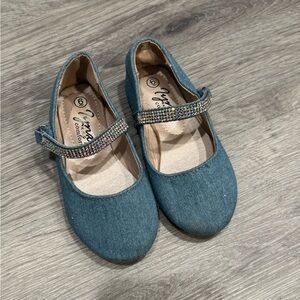 Blue Mary Jane Shoes with Rhinestone Strap